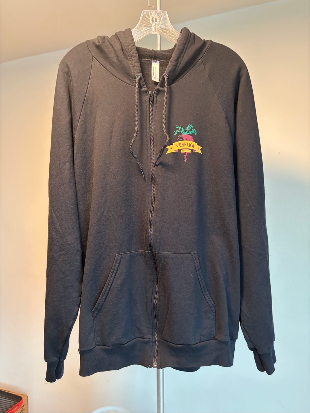 Veselka NYC Unisex Black Full-Zip Hoodie – Size L